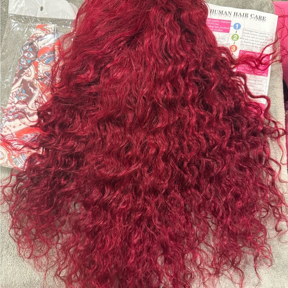 Vibrant Red Curly Hair Extension